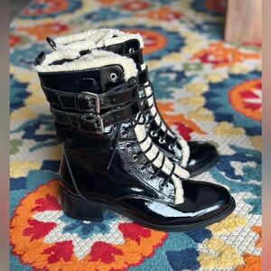 KURT GEIGER LONDON Women's Serena Block Heel Black Boots 7 US/37 EU